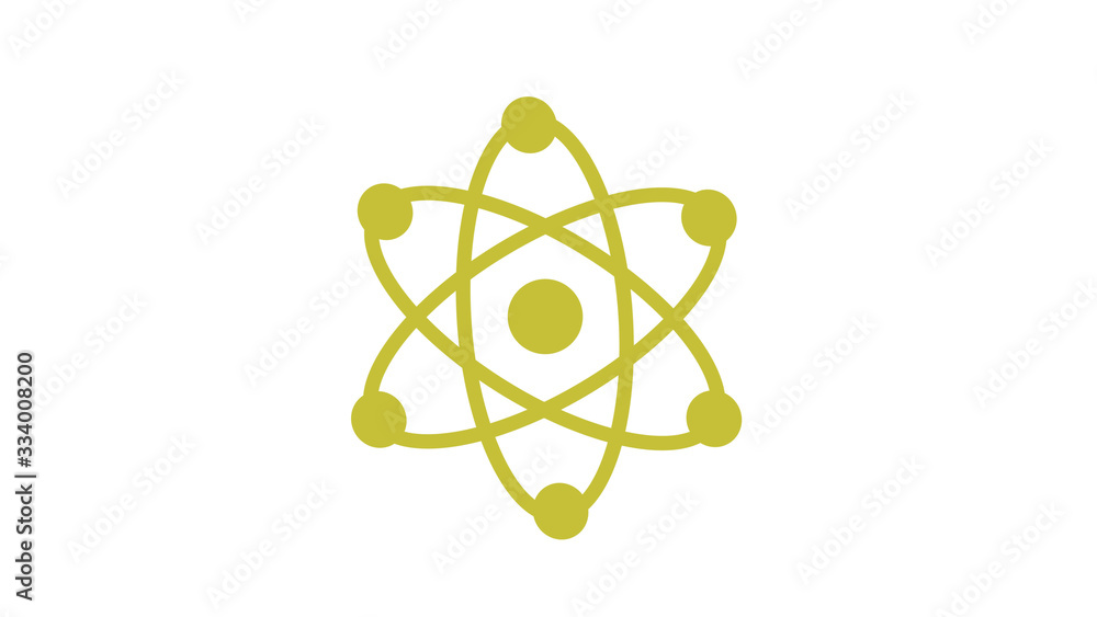 Amazing yellow atom icon,Atom icon,Atom icon on white background Amazing yellow atom icon,Atom icon,Atom icon on white background