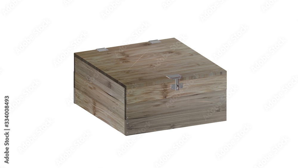 Old wooden box isolated on white background