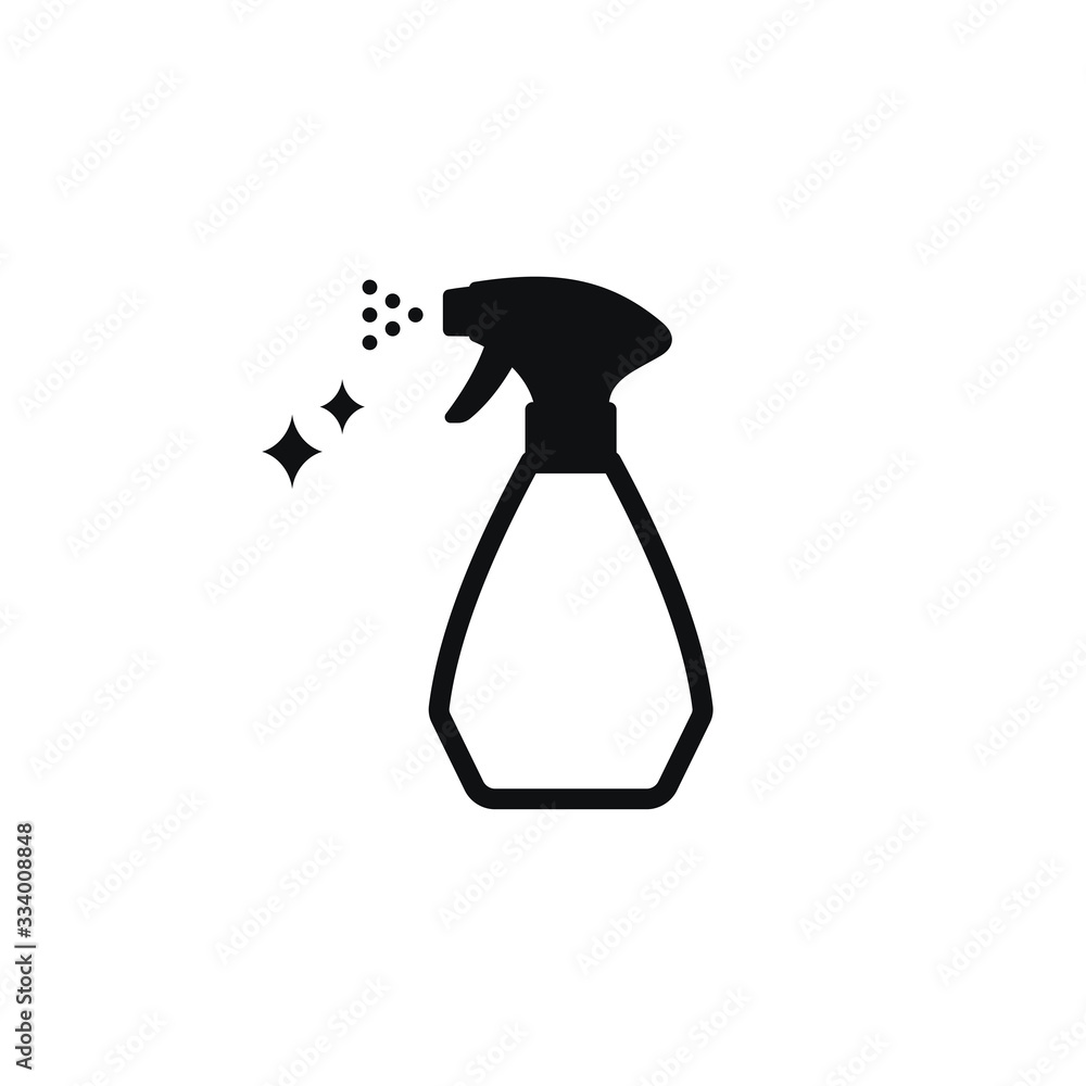 Cleaner or detergent spray black isolated vector icon. Domestic disinfectant cleaning bottle symbol. Cleaner or detergent spray black isolated vector icon. Domestic disinfectant cleaning bottle symbol.
