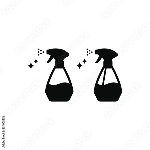 Cleaner or detergent spray black isolated vector icon. Domestic disinfectant cleaning bottle symbol.