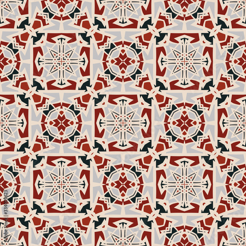 Creative color abstract geometric pattern in red, white and gray, vector seamless, can be used for printing onto fabric, interior, design, textile