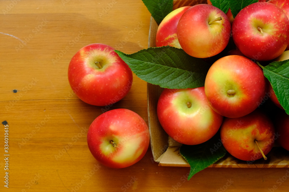 New Zealand apple on wooden background
