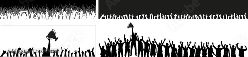 Champion cup european world and crowd many people entertain event playing and happy dancing from party in arena Vector illustration