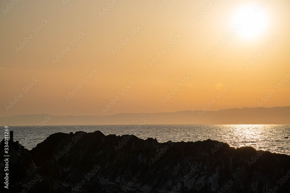 荒崎海岸の夕焼け