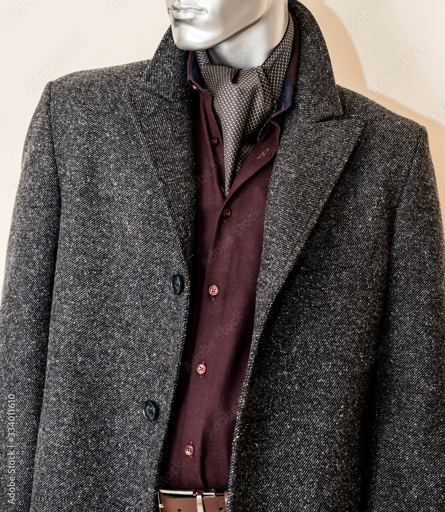 Details of men's wardrobe on a mannequin. Details of men's wardrobe on a mannequin.