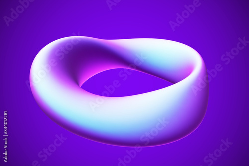 3D blue Moebius strip isolated on blue background.