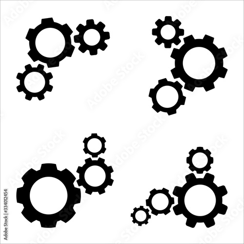 Gear mechanism. Vector illustration of cogwheel isolated on the white background. Business concept. Development and teamwork theme.