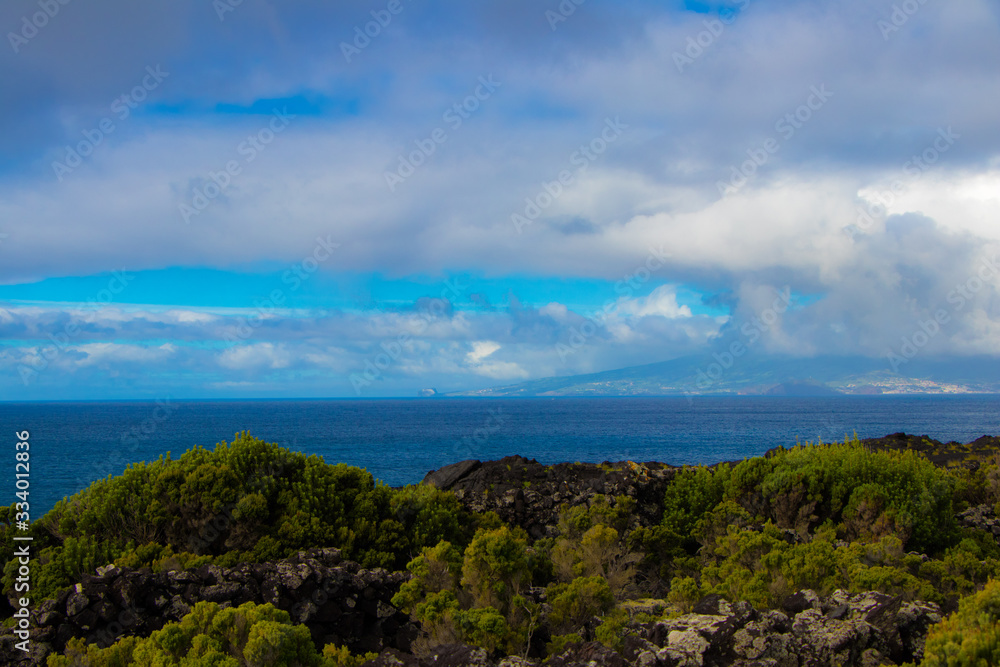 Amazing landscape panoramic view, Panoramic view, Madalena, Pico, Azores islands, Portugal. Amazing landscape panoramic view, Panoramic view, Madalena, Pico, Azores islands, Portugal.