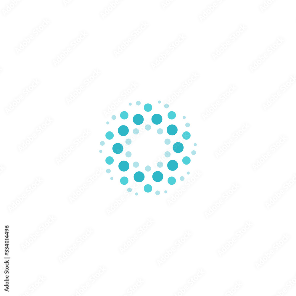 Blue energy round logo isolated on white. Circles and dotes abstract shape. Blue energy round logo isolated on white. Circles and dotes abstract shape.