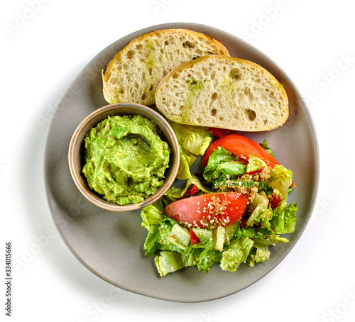 plate of salad and guacamole