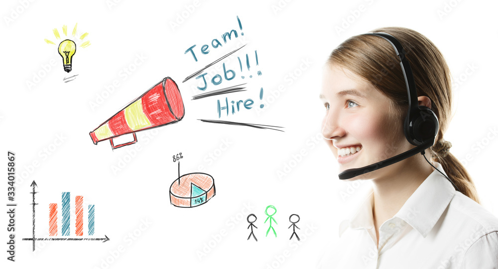Job hire center worker on an isolated background. Job hire center worker on an isolated background.