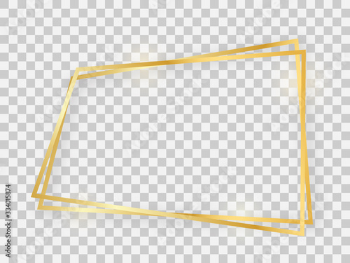 Double gold shiny trapezoid frame