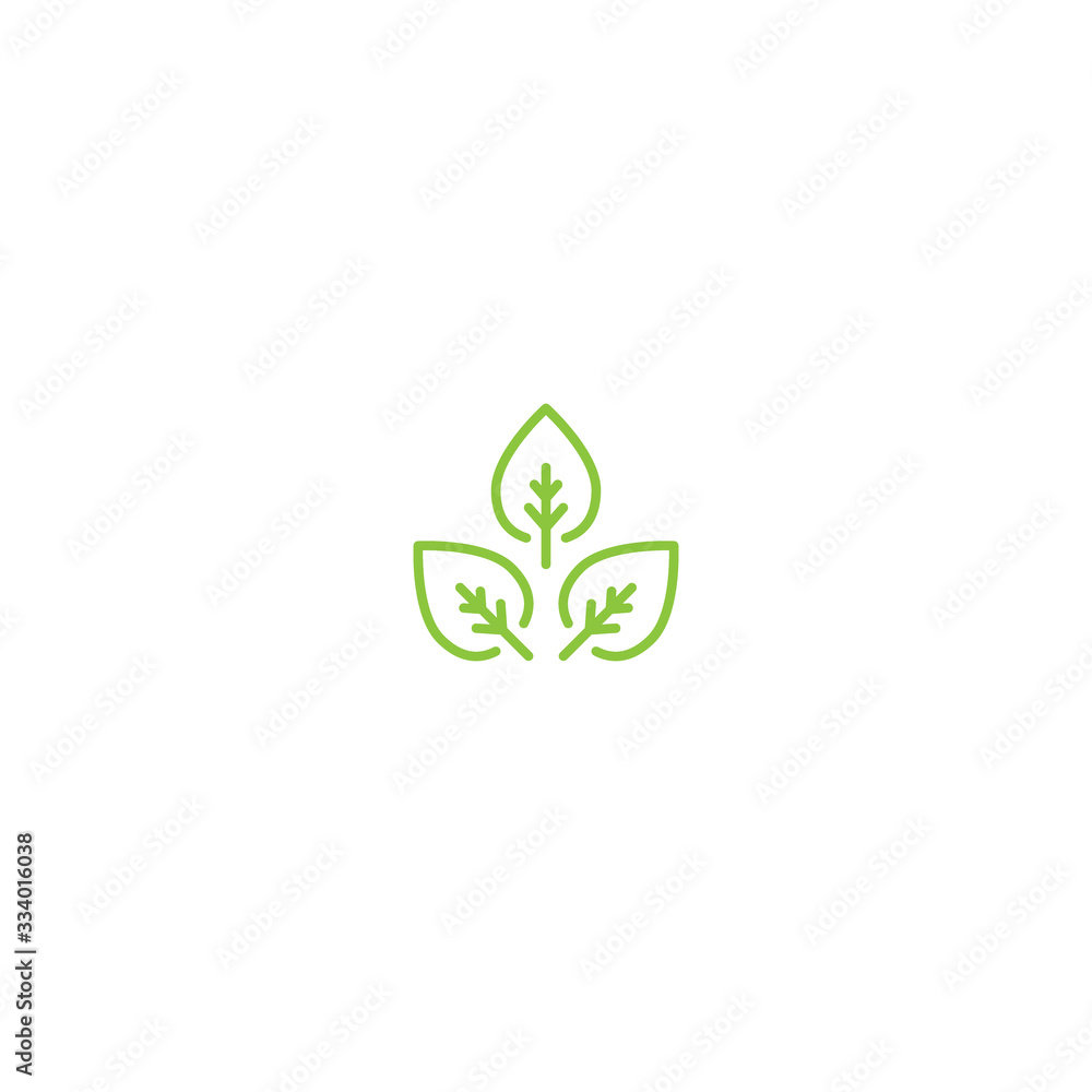 Two green leaves silhouette. Icon isolated on white. Two green leaves silhouette. Icon isolated on white.