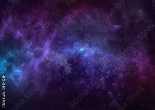Cosmic watercolor illustration. Colorful space background with stars