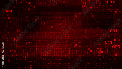 Abstract Red Background with Binary Code. Malware, or Hack Attack Concept