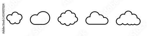 Cloud line vector icon. Set of cloud line isolated signs or icon. Abstract shape. Linear graphic. Cloud outline set.