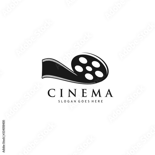 cinema logo vector design template, with roll film concept