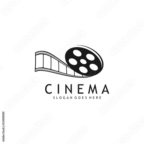 cinema logo vector design template, with roll film concept