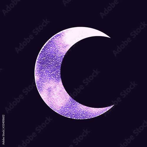 Occult symbol moon isolated on dark background. Magic vector decorative elements