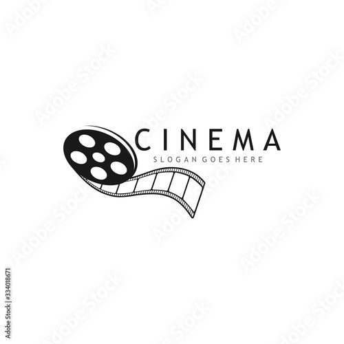 cinema logo vector design template, with roll film concept