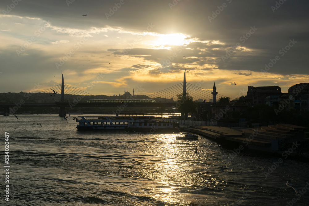 Metro Bridge and Sunset Landscapes in Istanbul