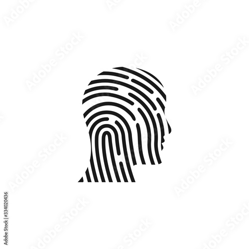 head with fingerprint concept vector icon