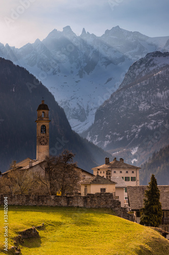 The alpine village of Soglio, Bregaglia Valley, Switzerland.