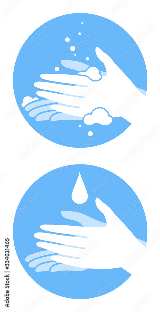 custom made wallpaper toronto digitalWashing hands with soap and water, two vector illustrations.