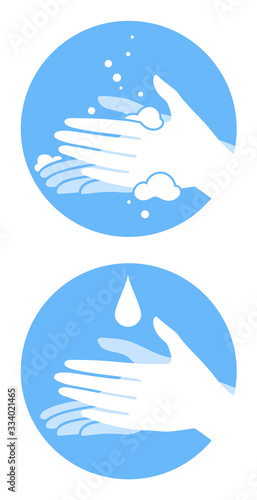 Wallpaper Mural Washing hands with soap and water, two vector illustrations. Torontodigital.ca