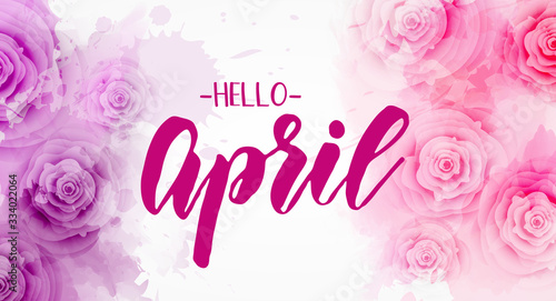 Hello April - floral spring concept banner