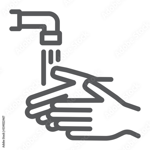 Wash your hands line icon, wash and hygiene, washing hands sign, vector graphics, a linear pattern on a white background, eps 10.