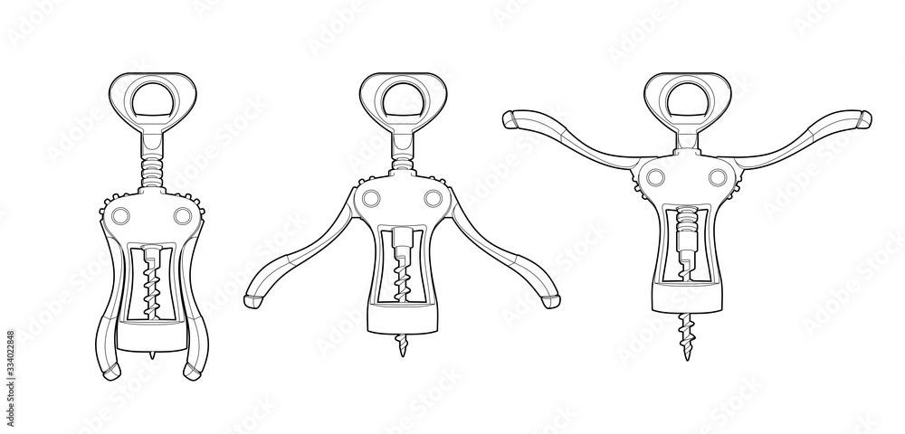 Corkscrew rotating. Open a bottle. Restaurant, sommelier. Corkscrew rotating. Open a bottle. Restaurant, sommelier.