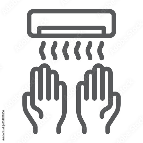 Hand dryer line icon, wash and hygiene, warm sign, vector graphics, a linear pattern on a white background, eps 10.
