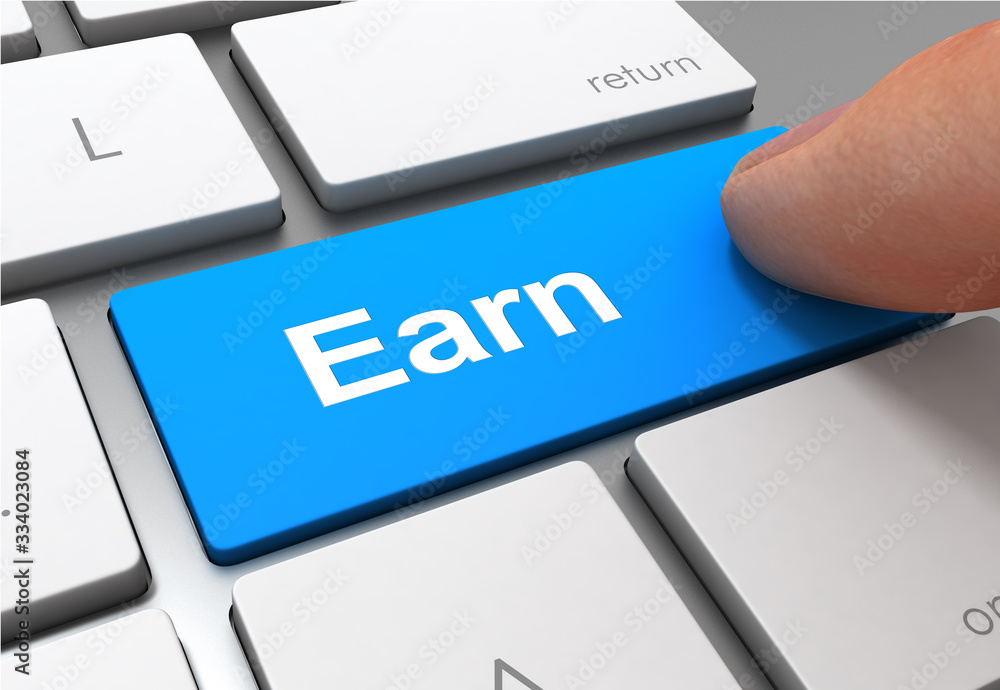 Fototapeta premium earn push button concept 3d illustration