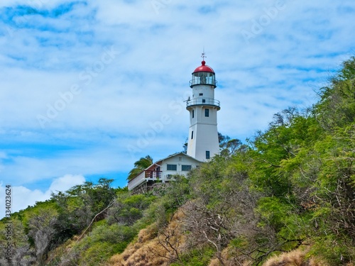 View of Diamond Head Lighthouse in Hawaii  Oahu.