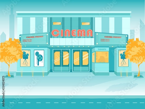 Cinema Building Modern Construction on City Street