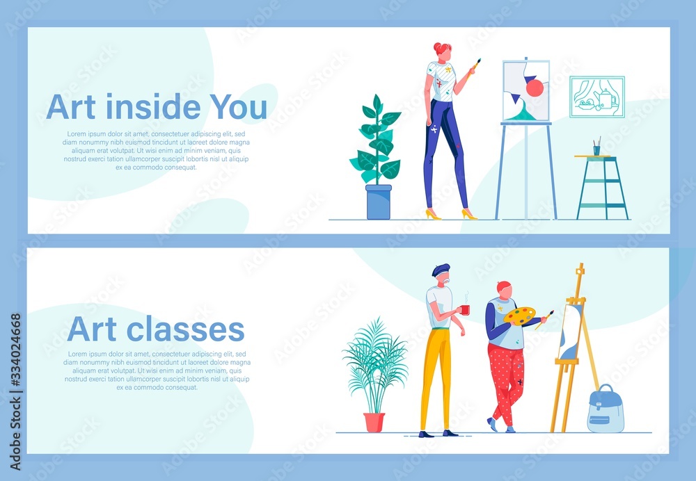 Vector Banner Promoting Art Classes and Creativity Vector Banner Promoting Art Classes and Creativity