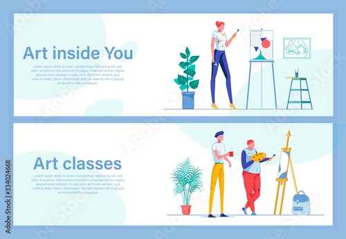 Vector Banner Promoting Art Classes and Creativity