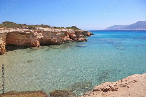 beach scenery of Ano Koufonisi island Cyclades Greece 