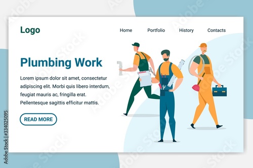 Plumbing Work Horizontal Banner. Service Center