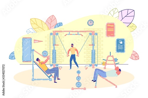 Bodybuilding and Crossfit Equipment in Gym Room.