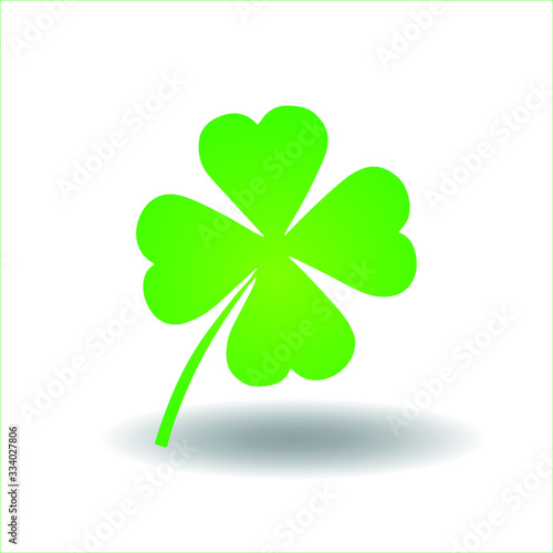 Green shamrock clover vector icon. St Patrick day symbol, leprechaun leaf sign. Shamrock clover isolated, flat decorative element. Logo illustration.