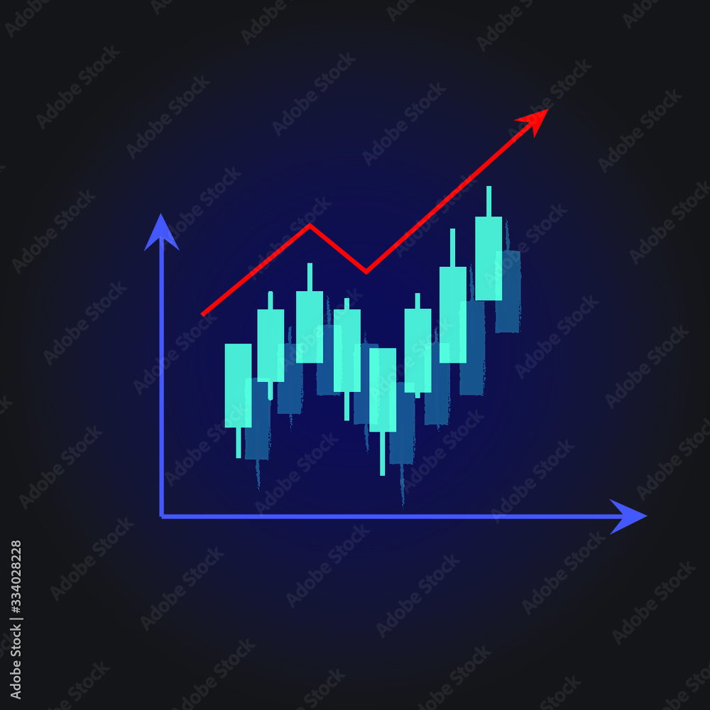 business Finance Chart icon Vector illustration. Flat design with arrow business Finance Chart icon Vector illustration. Flat design with arrow