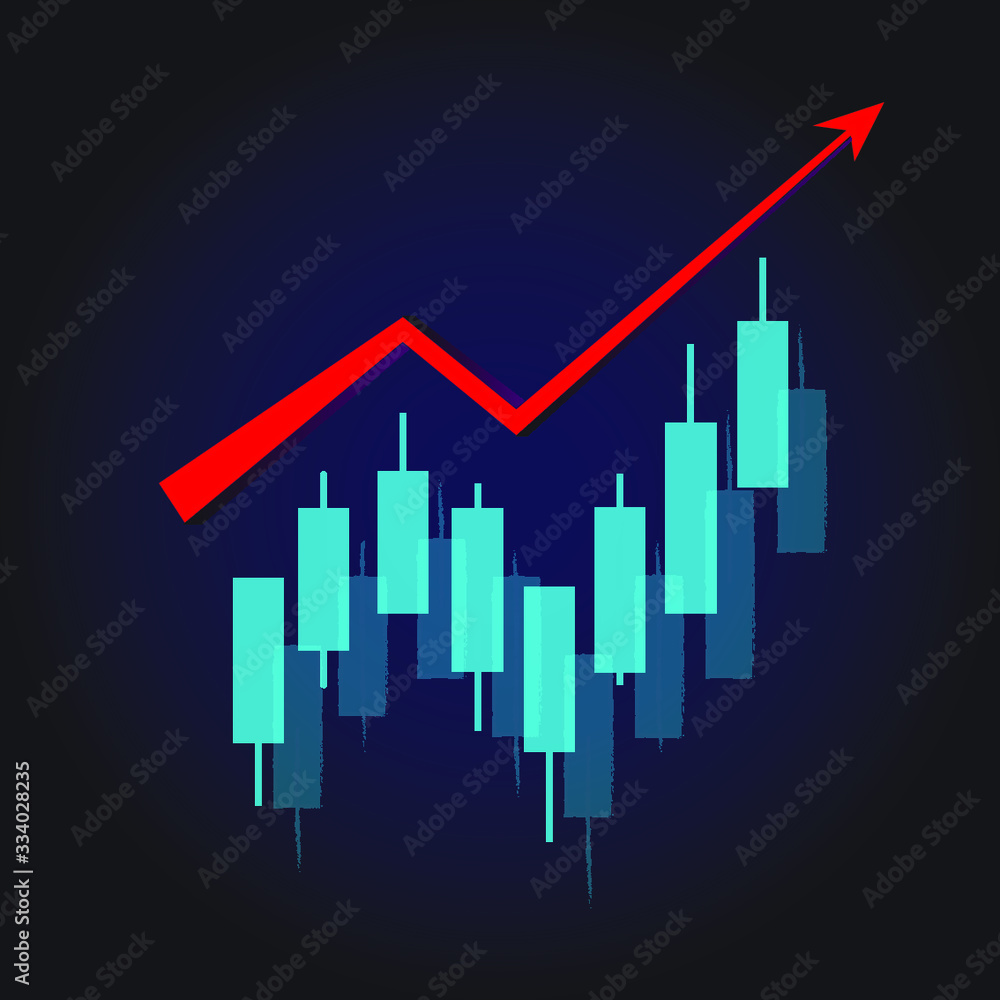 business Finance Chart icon Vector illustration. Flat design with arrow business Finance Chart icon Vector illustration. Flat design with arrow