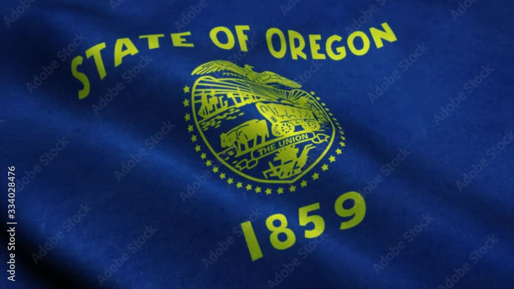 Oregon State flag waving in the wind. National flag of Oregon. Sign of ...