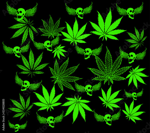 Marijuana and skull graphic design vector art