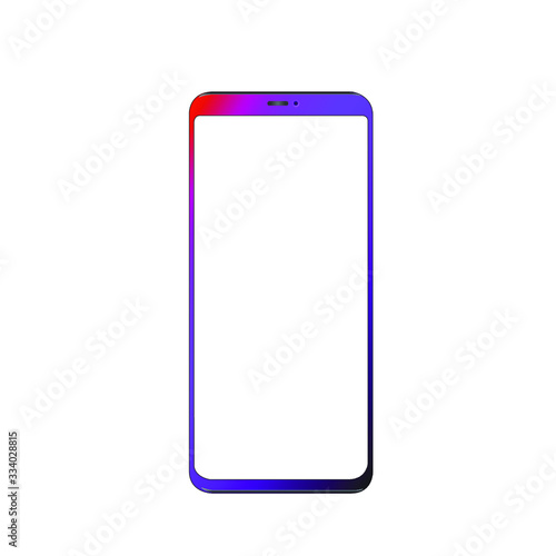 smartphone iphone with blank screen and modern frameless design in two rotated perspective positions - isolated on white background 