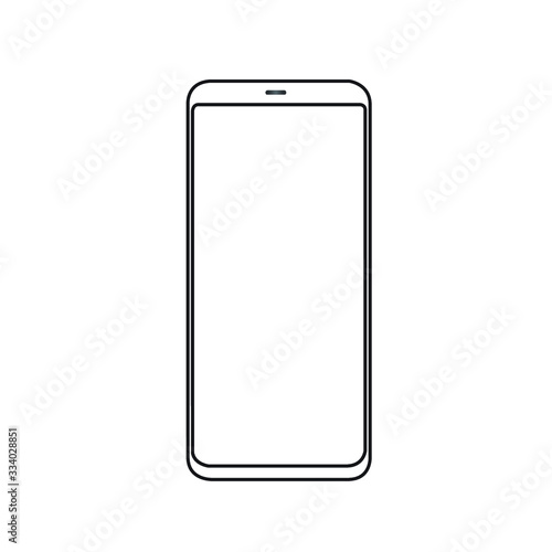 smartphone with blank screen and modern frameless design in two rotated perspective positions - isolated on white background