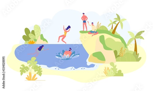 Outdoor Sport Rest, Jump from Cliff into Water.