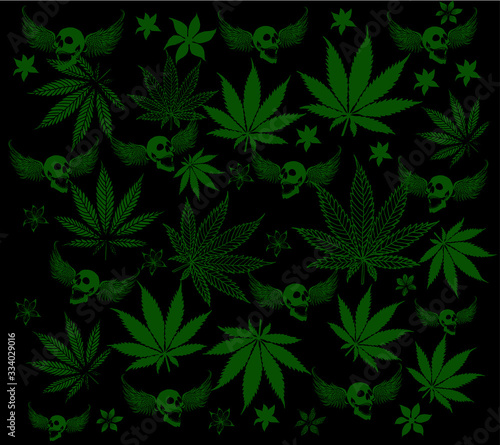 Marijuana and skull graphic design vector art